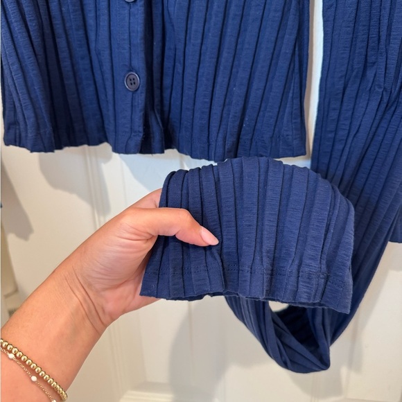 Reformation Navy Blue Zayne Two-Piece Set Ribknit Stretch - Picture 7 of 9